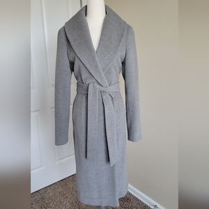 Calvin Klein Grey Angora and Wool Blend Wrap Coat Size 2